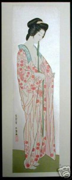 橋口五葉: Woman Dressing- Woman in a Long Undergarment — 長襦袢を着たる女 - Japanese Art Open Database