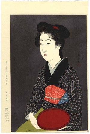 Hashiguchi Goyo: Woman Holding a Tray - Bon Moteru Onna - Japanese Art Open Database