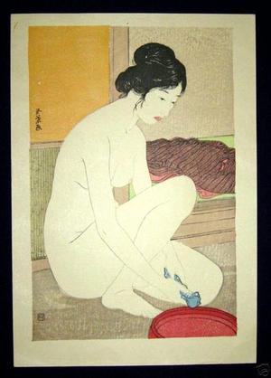 Hashiguchi Goyo: Woman at the Bath — 浴場の女-ゆあみ- 浴後裸女 - Japanese Art Open Database