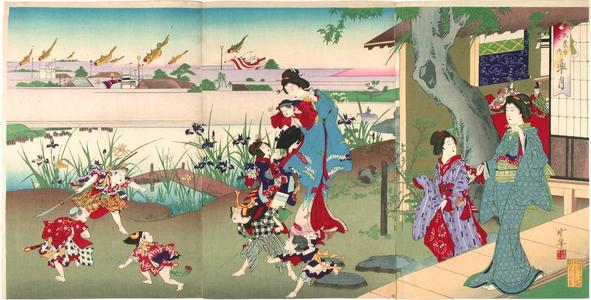 河鍋暁翠: Satsuki- fifth month of the lunar calendar- May — 皐月 - Japanese Art Open Database