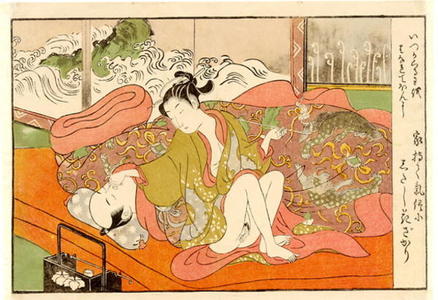 Suzuki Harunobu: Abuna-e- The Smoker - Japanese Art Open Database