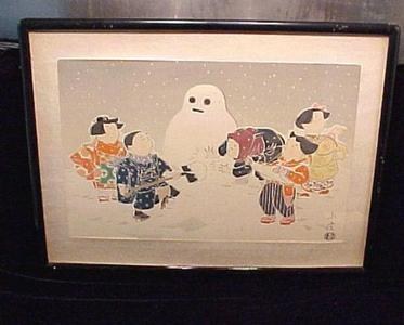 Estampe japonaise "Snowman" par Hasegawa Konobu (長谷川小信)