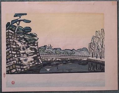 Okiie: Unknown, castle bridge - Japanese Art Open Database