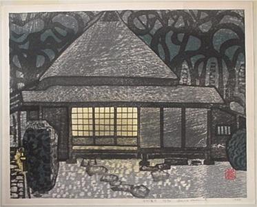 橋本興家: Unknown, house at night - Japanese Art Open Database