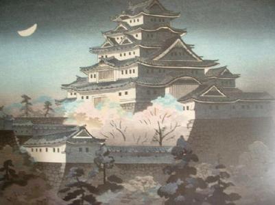 Heigo Kimura: Spring Rain at Himeji Castle - Japanese Art Open Database