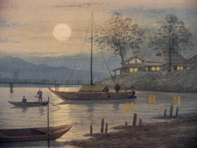 Hidesaki S: Fishing Boats at Night - Japanese Art Open Database