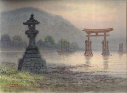 Yoshida Hiroshi: Miyajima temple, Tsukishima Shrine - Japanese Art Open Database