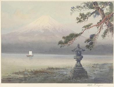 吉田博: Mount Fuji and a temple lantern - Japanese Art Open Database
