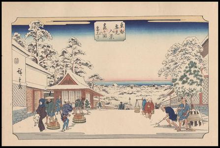Utagawa Hiroshige: Street View, Looking Down the Kasumigaseki After a Snowfall — 霞ヶ関 の雪上がり - Japanese Art Open Database