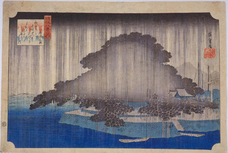 Utagawa Hiroshige: Night Rain at Karasaki — 唐崎夜雨 - Japanese Art Open Database