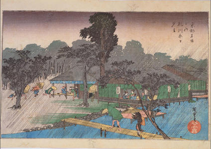 Utagawa Hiroshige: Shower at Tadasugawara — 糺川原之夕立 - Japanese Art Open Database