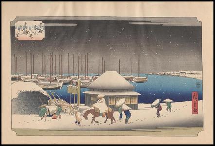 Utagawa Hiroshige: A Snow Evening at Takanawa - Japanese Art Open Database