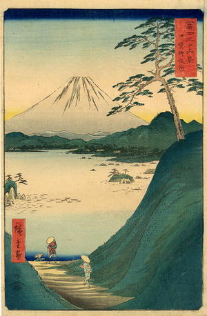 Utagawa Hiroshige: Fuji across the Motosu Lake from Misaka Pass, Kai Province - Japanese Art Open Database