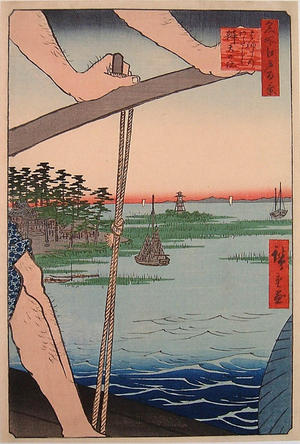 歌川広重: Haneda Ferry and Benten Shrine - Japanese Art Open Database