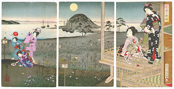 Hiroshige 2 and Kunichika: Chasing Fireflies - Japanese Art Open Database