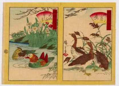 三代目歌川広重: Narcissus and Mandarin duck etc. - Japanese Art Open Database