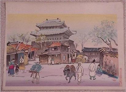 Hiyoshi Mamoru: Market scene - Japanese Art Open Database