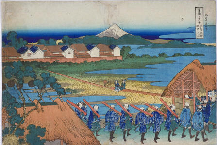 Katsushika Hokusai: Fuji Viewed from the Pleasure Quarters at Senju — 従千住花御街眺望ノ不二 - Japanese Art Open Database