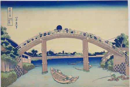 Katsushika Hokusai: Mannen Bridge in Fukagawa — 深川万年橋下 - Japanese Art Open Database