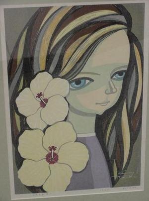Ikeda Shuzo: Child with Hibiscus - Japanese Art Open Database