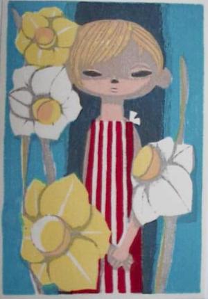 Ikeda Shuzo: Girl and Daffodils - Japanese Art Open Database