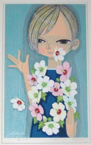 Ikeda Shuzo: Girl with Flowers - Japanese Art Open Database