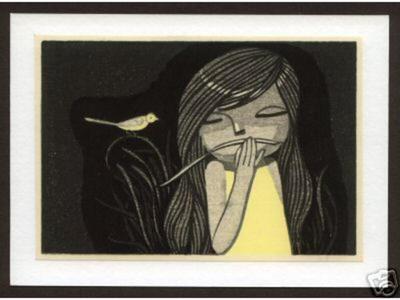 Ikeda Shuzo: Girl with a yellow Bird - Japanese Art Open Database