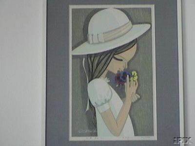 Ikeda Shuzo: Unknown, Child Smelling Flowers - Japanese Art Open Database