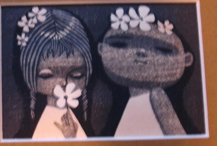 Ikeda Shuzo: two girls and flowers - Japanese Art Open Database