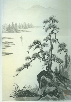 Imoto Tekiho: Lake and Pine Tree- PC - Japanese Art Open Database