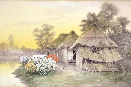 Ishida S: Farm beside stream - Japanese Art Open Database