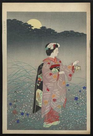 Isoda Mataichiro: Autumn Moon of Higashiyama- Moonrise over Yoneyama - Japanese Art Open Database