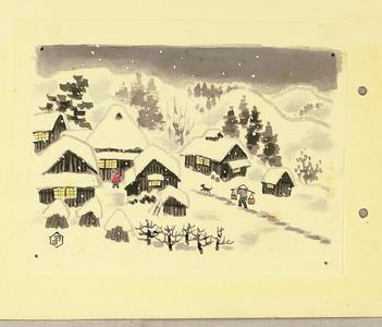 Ito Nisaburo: Snowy village - Japanese Art Open Database