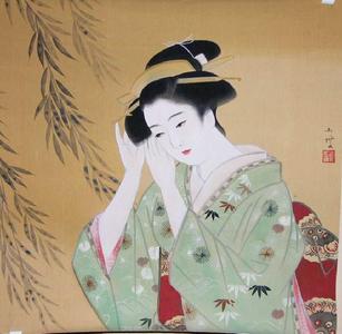 Ito Shoha: Bijin and willow - Japanese Art Open Database