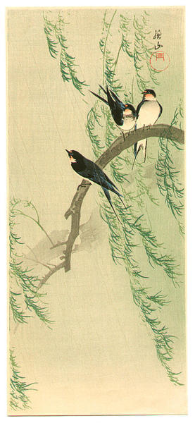 Ito Sozan: Barn Swallows and Willow - Japanese Art Open Database