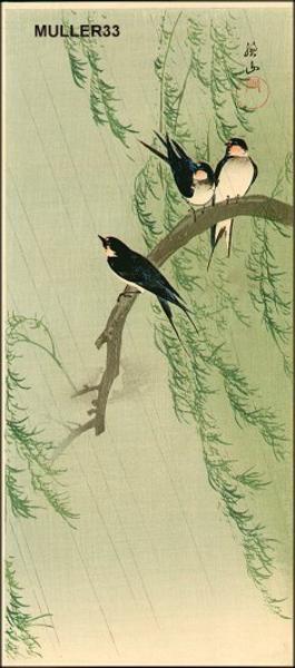 Ito Sozan: Barn Swallows and Willow - Japanese Art Open Database