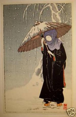 Ito Sozan: Lady in Black in Snow - Japanese Art Open Database