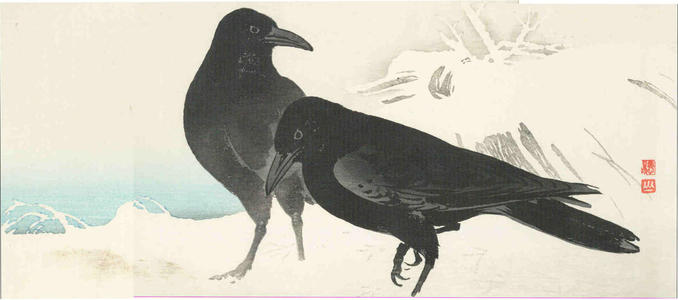Ito Sozan: Two crows in snow - Japanese Art Open Database
