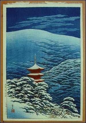 逸見享: After a Snowfall, Yasaka Shrine, Kyoto - Japanese Art Open Database