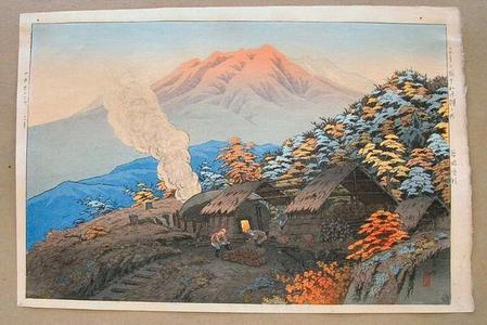 Japanischer Druck "Late Autumn at Yachi in Towadako National Park" von Henmi Takashi, 逸見享 (Ito Takashi (伊藤孝之))