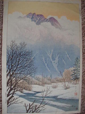 Henmi Takashi: Spring Snow at Jokochi- or Kamikochi - Japanese Art Open Database