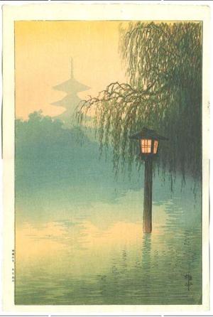 Ito Yuhan: Beautiful misty garden pond - Japanese Art Open Database