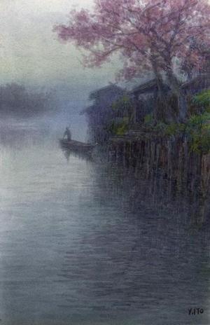 Ito Yuhan: Cherry Blossoms and boat - Japanese Art Open Database