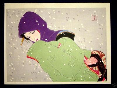 Iwata Sentaro: Bijin in Snow - Japanese Art Open Database