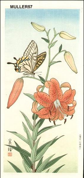 Jo: Butterfly and Tiger Lily - Japanese Art Open Database