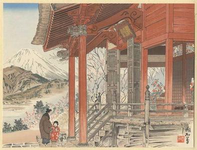 Jokata Kaiseki: Early Spring- Fuji from the Kwannon Temple at Matsuda — 初春- 松田からの富士 - Japanese Art Open Database