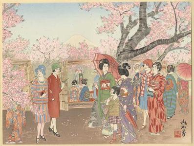 Jokata Kaiseki: Mt Fuji and the Cherry Blossoms on Asuka Hill - Japanese Art Open Database