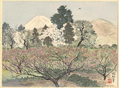 Jokata Kaiseki: Mt Fuji from the Peach Orchards of Hara - Japanese Art Open Database