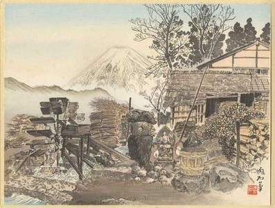 Jokata Kaiseki: Rural cottages of Onuma and Mt Fuji - Japanese Art Open Database