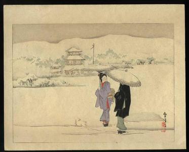 日本版画 "Snow at Rakuto Sonoyama" 由 Kamisaka Yukio 创作